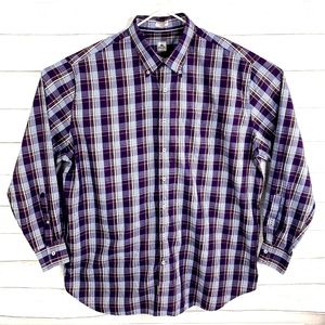 Peter Millar Long Sleeve Button Down Shirt Men Comfortable Purple Blue Plaid 2XL